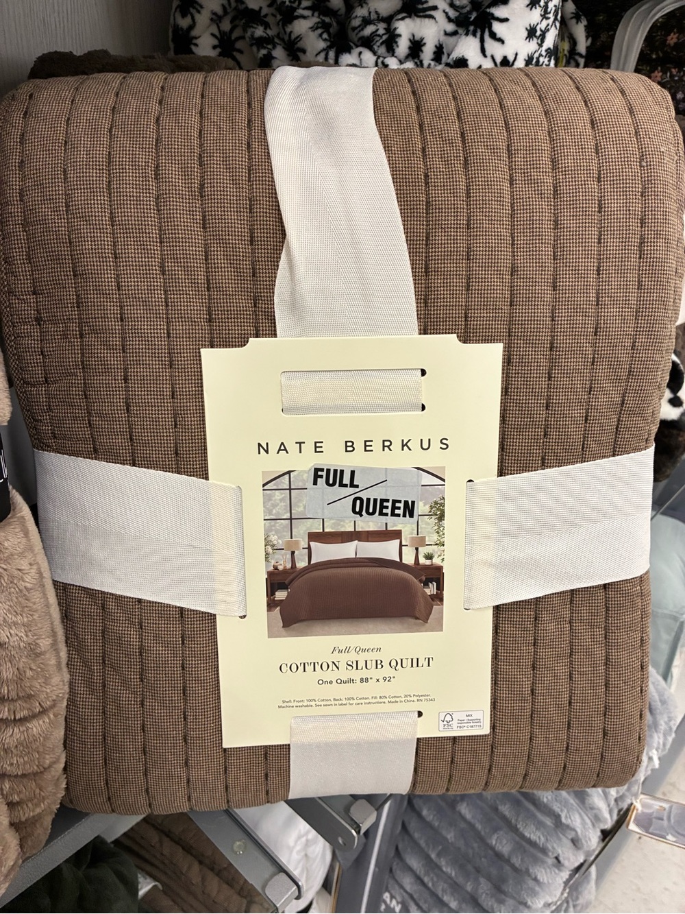 Nate Berkus Brown Cotton Slub Quilted Quilt